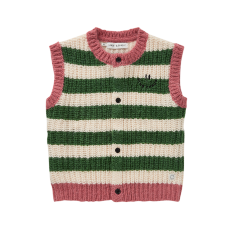 Sproet & Sprout | Knitted vest stripes  | Deep green