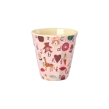 Rice Everyday Magic Rice | Melamine Cup with ABC Print | Pink | Medium 250ml Rice Everyday Magic Rice | Melamine Cup with ABC Print | Pink | Medium 250ml