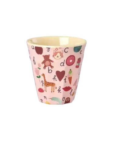 Rice Everyday Magic Rice | Melamine Cup with ABC Print | Pink | Medium 250ml