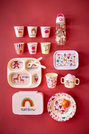 Rice Everyday Magic Rice | Melamine Cup with ABC Print | Pink | Medium 250ml