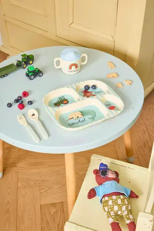 Rice Everyday Magic Rice | Kinderbord met 4 Compartimenten | ABC Print | Blauw