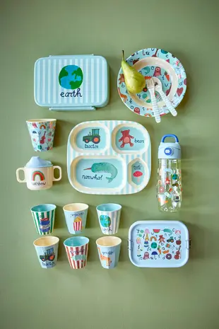 Rice Everyday Magic Rice | Kinderbord met 4 Compartimenten | ABC Print | Blauw