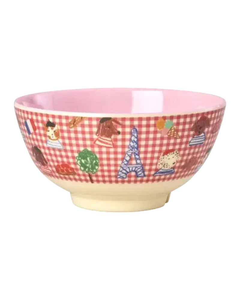 Rice Everyday Magic Rice | Melamine Bowl with Kids in Paris Print | Pink | Medium 700ml