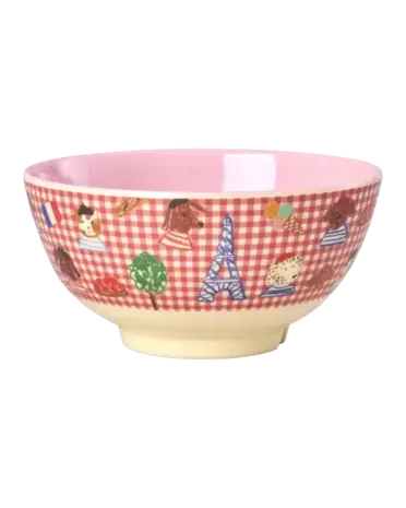Rice Everyday Magic Rice | Melamine Bowl with Kids in Paris Print | Pink | Medium 700ml