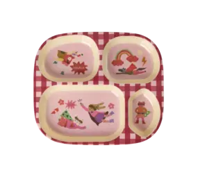 Rice Everyday Magic Rice | Kinderbord met 4 Compartimenten | Hero Print | Roze