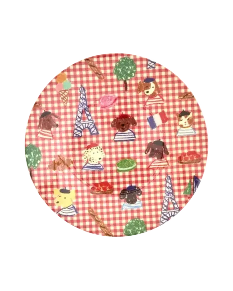 Rice Everyday Magic Rice | Melamine Kinderbord Rond with Kids in Paris Print | Red