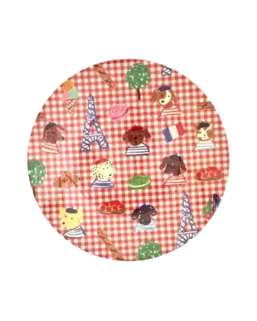 Rice Everyday Magic Rice | Melamine Kinderbord Rond with Kids in Paris Print | Red