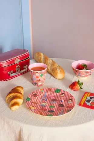 Rice Everyday Magic Rice | Melamine Kinderbord Rond with Kids in Paris Print | Red
