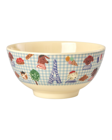Rice Everyday Magic Rice | Melamine Bowl with Kids in Paris Print | Blue| Medium 700ml