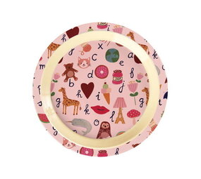 Rice Everyday Magic Rice | Melamine Kinderbord with ABC Print | Pink
