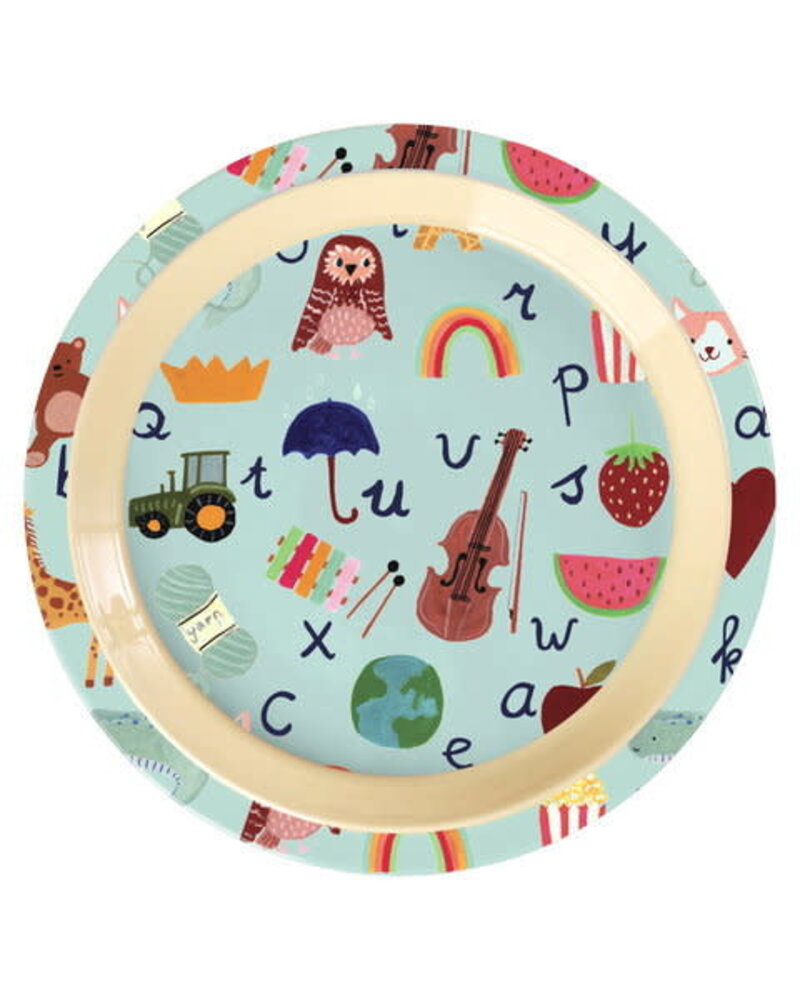 Rice Everyday Magic Rice | Melamine Kinderbord with ABC Print | Blue