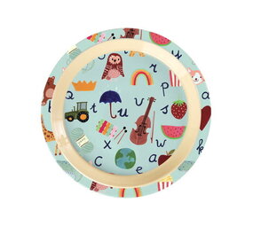 Rice Everyday Magic Rice | Melamine Kinderbord with ABC Print | Blue
