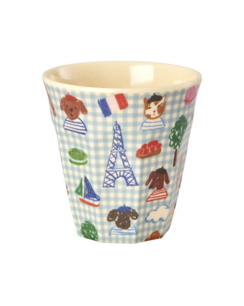 Rice Everyday Magic Rice | Melamine cup Kids in Paris print | Blue | Medium 250ml