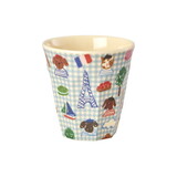 Rice Everyday Magic Rice | Melamine cup Kids in Paris print | Blue | Medium 250ml Rice Everyday Magic Rice | Melamine cup Kids in Paris print | Blue | Medium 250ml