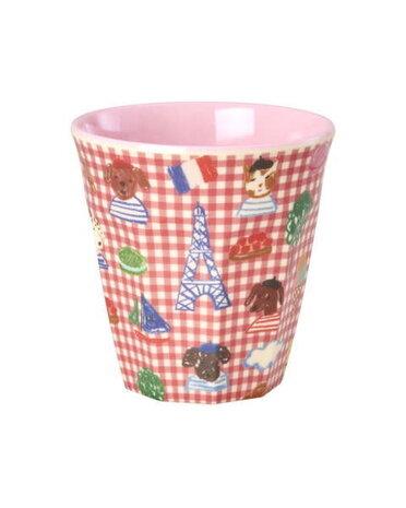 Rice Everyday Magic Rice | Melamine cup Kids in Paris print | Pink | Medium 250ml