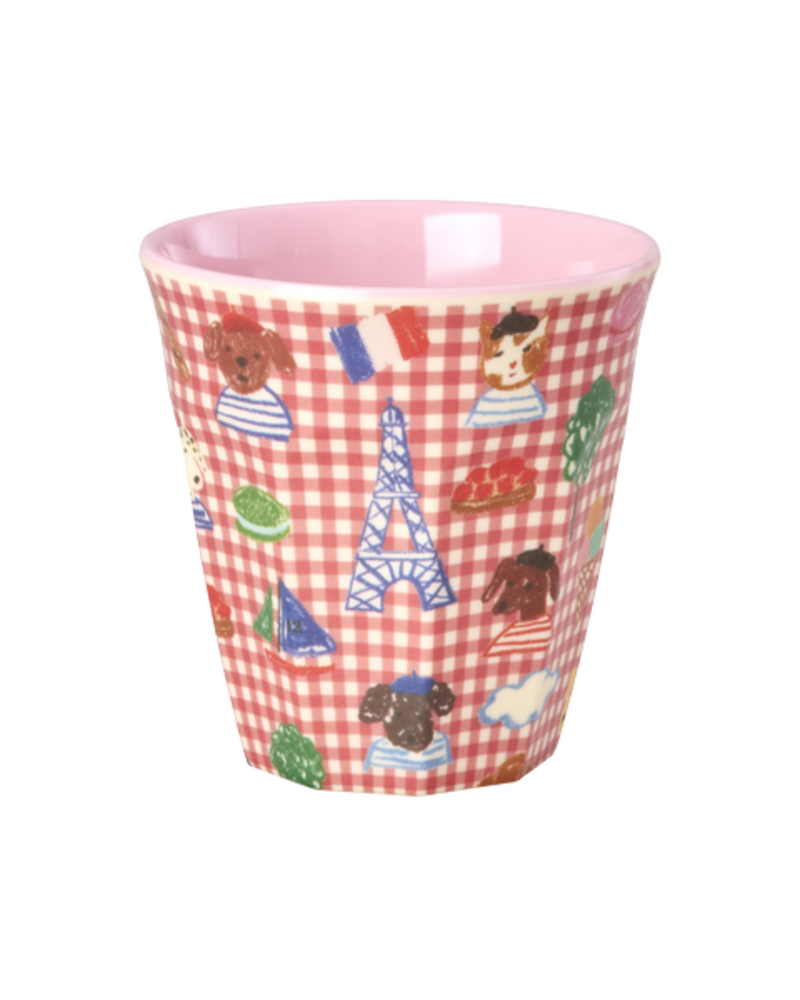 Rice Everyday Magic Rice | Melamine cup Kids in Paris print | Pink | Medium 250ml