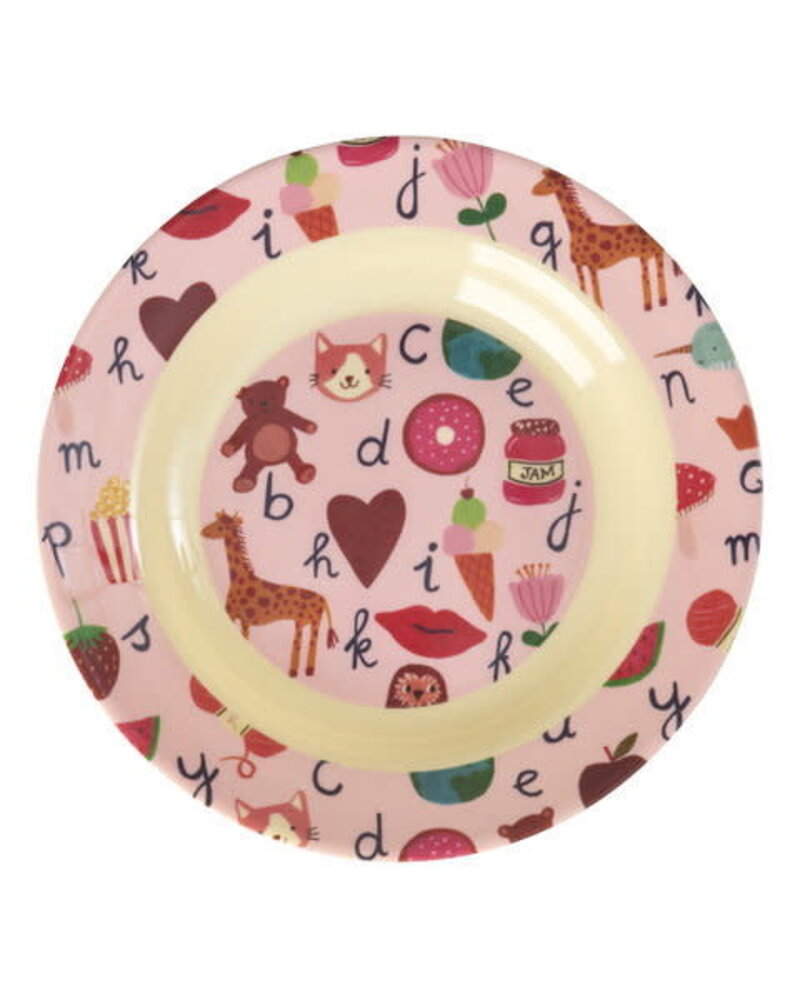 Rice Everyday Magic Rice | Melamine Kids Bowl with ABC Print | Pink | Medium 700ml