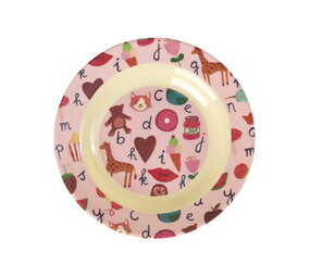 Rice Everyday Magic Rice | Melamine Kids Bowl with ABC Print | Pink | Medium 700ml