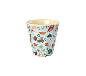 Rice Everyday Magic Rice | Melamine Cup with ABC Print | Blue | Medium 250ml Rice Everyday Magic Rice | Melamine Cup with ABC Print | Blue | Medium 250ml