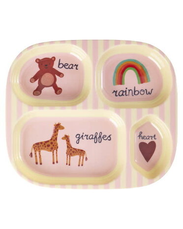 Rice Everyday Magic Rice | Kinderbord met 4 Compartimenten | ABC Print | Pink