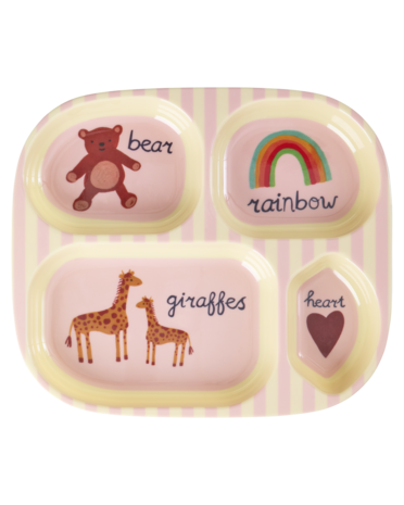 Rice Everyday Magic Rice | Kinderbord met 4 Compartimenten | ABC Print | Pink