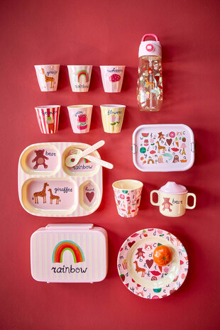 Rice Everyday Magic Rice | Kinderbord met 4 Compartimenten | ABC Print | Pink