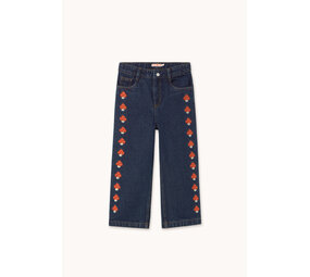 Tiny Cottons Tiny Cottons | Mini Mushrooms Embroidered Denim Pant