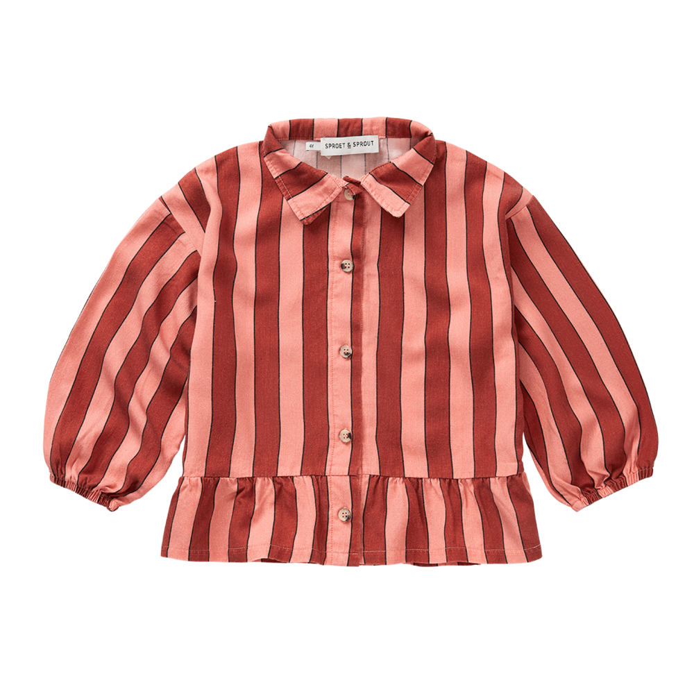 Sproet & Sprout | Loose girls blouse stripe | Garnet