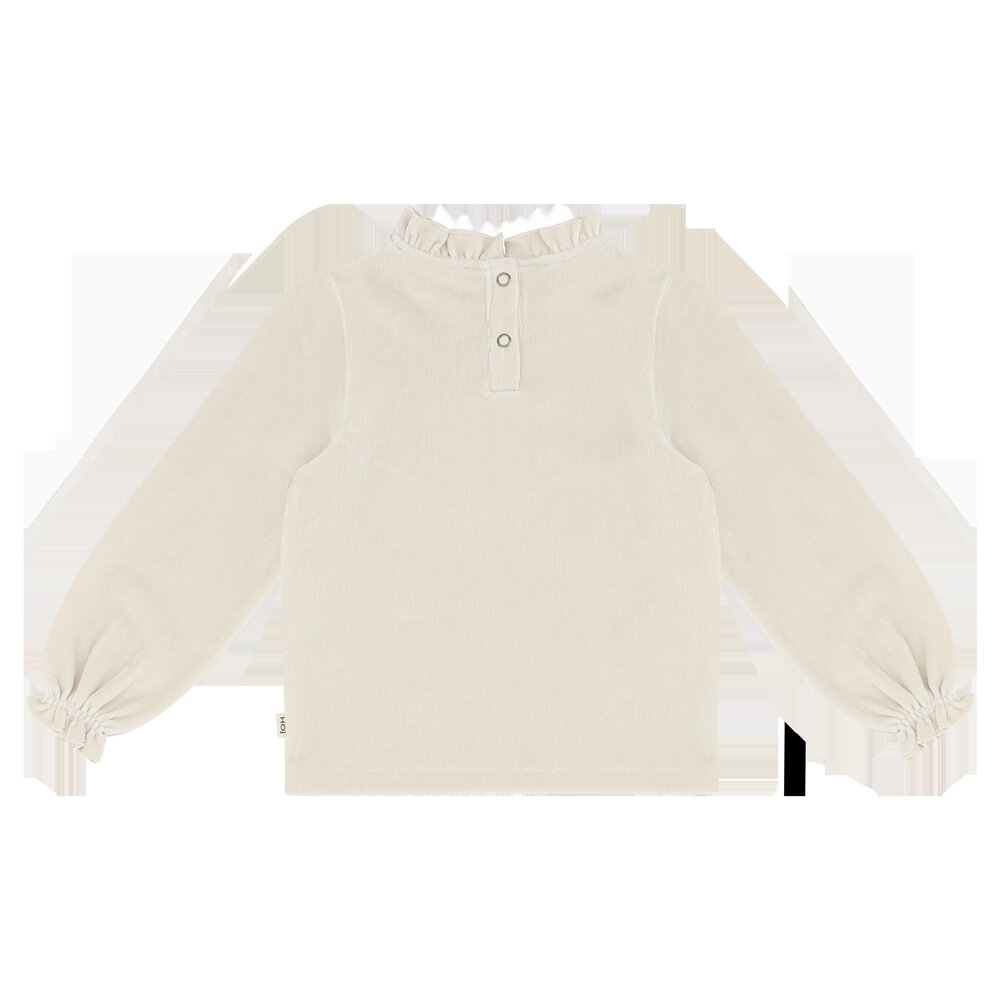 House of Jamie House of Jamie | Frill Collar Jumper | Sandshell (Rib Velvet)