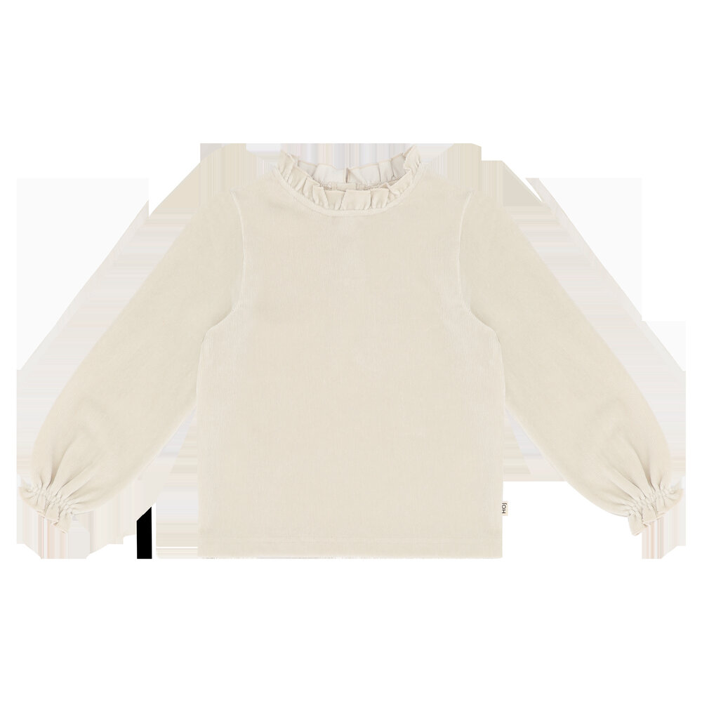House of Jamie House of Jamie | Frill Collar Jumper | Sandshell (Rib Velvet)