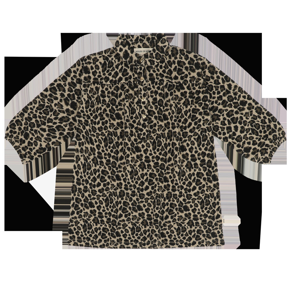 House of Jamie House of Jamie | Shirt Collar Dress | Leopard Moonlight (Jacquard)