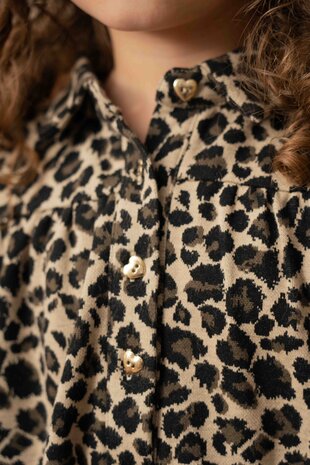 House of Jamie House of Jamie | Shirt Collar Dress | Leopard Moonlight (Jacquard)