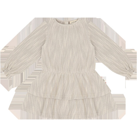House of Jamie House of Jamie | Ruffled Dress (LS) | Sandshell Glamour (Tweed Jacquard)