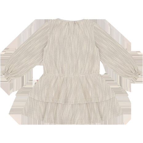 House of Jamie House of Jamie | Ruffled Dress (LS) | Sandshell Glamour (Tweed Jacquard)