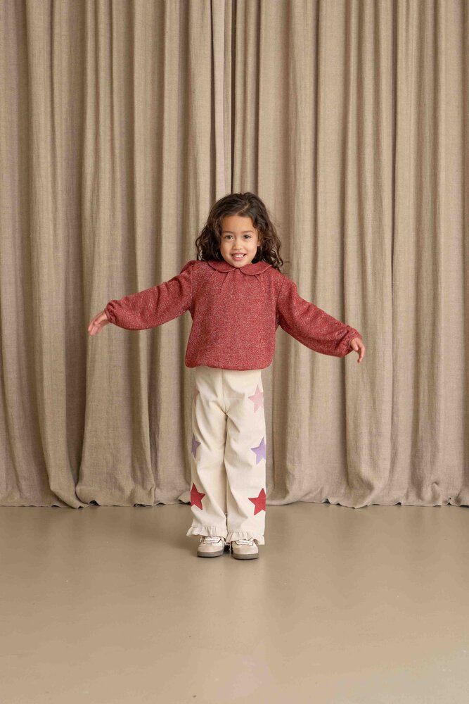 House of Jamie House of Jamie | Puff Balloon Collar Jumper | Ruby Sparkle