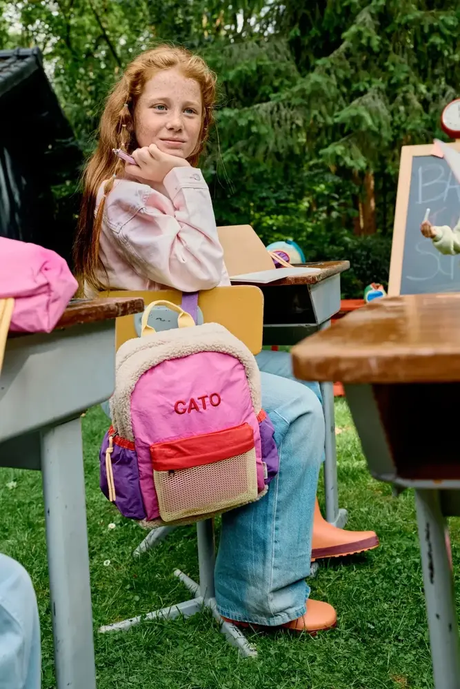 Studio Noos Studio Noos | Patchwork Midi Backpack | Bright Pink