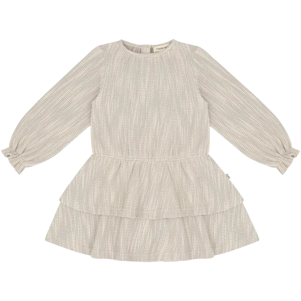 House of Jamie House of Jamie | Ruffled Dress (LS) | Sandshell Glamour (Tweed Jacquard)