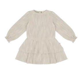 House of Jamie House of Jamie | Ruffled Dress (LS) | Sandshell Glamour (Tweed Jacquard)