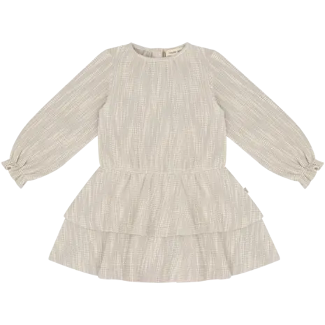 House of Jamie House of Jamie | Ruffled Dress (LS) | Sandshell Glamour (Tweed Jacquard)
