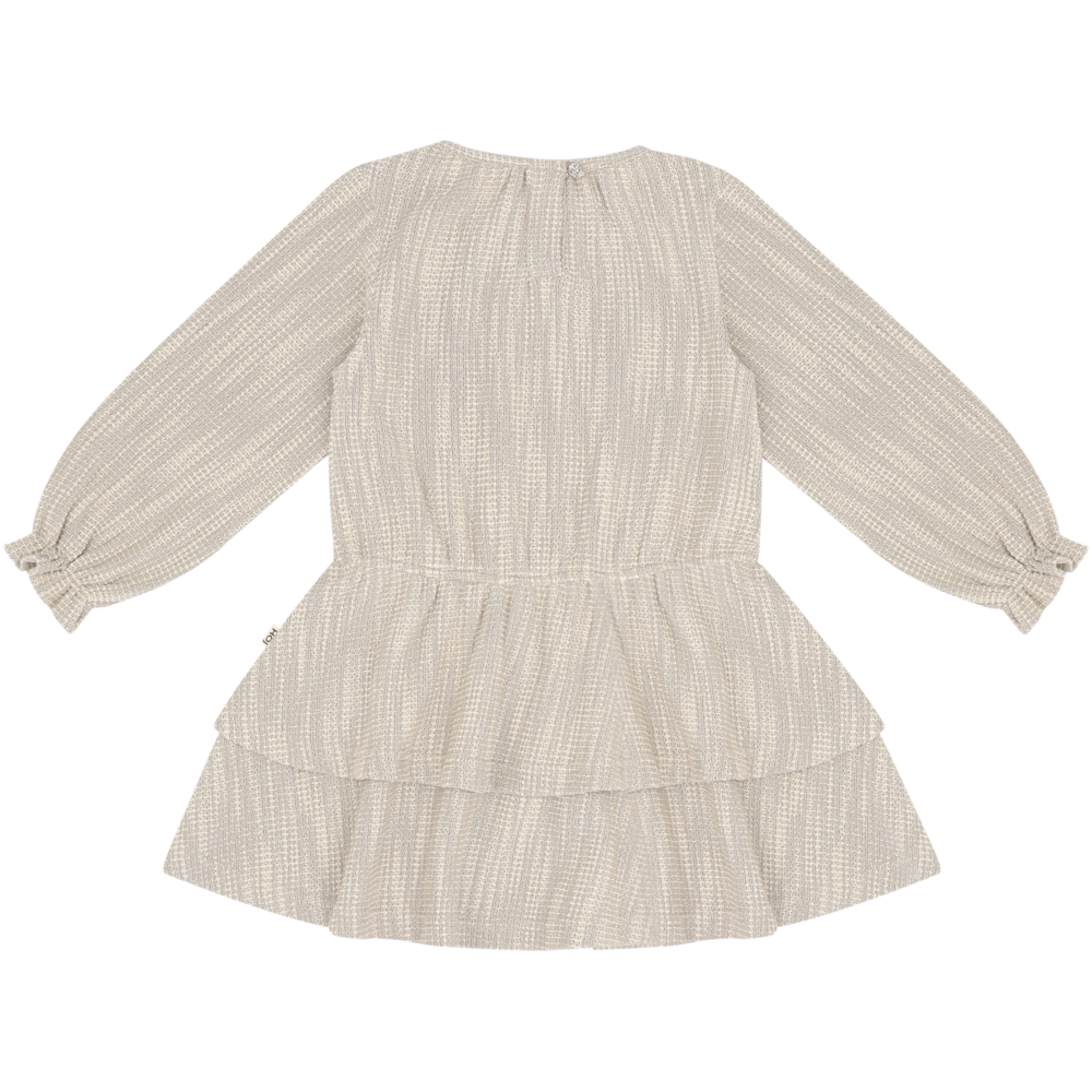 House of Jamie House of Jamie | Ruffled Dress (LS) | Sandshell Glamour (Tweed Jacquard)