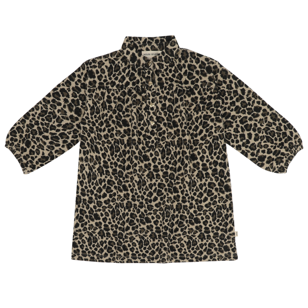 House of Jamie House of Jamie | Shirt Collar Dress | Leopard Moonlight (Jacquard)