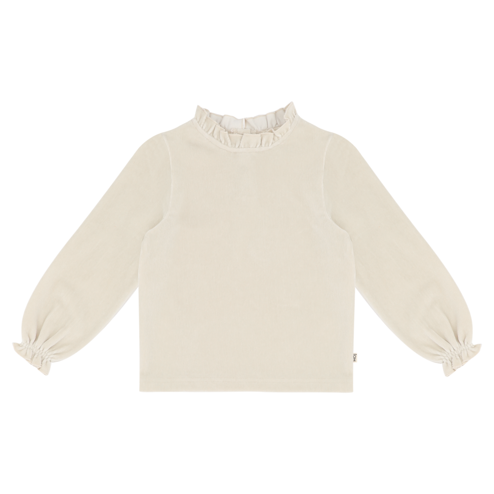 House of Jamie House of Jamie | Frill Collar Jumper | Sandshell (Rib Velvet)