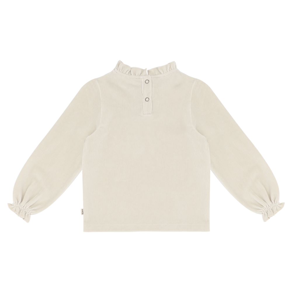 House of Jamie House of Jamie | Frill Collar Jumper | Sandshell (Rib Velvet)