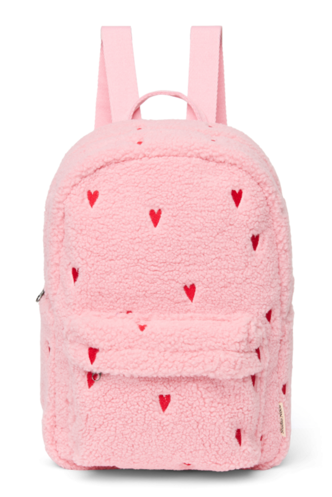 Studio Noos Studio Noos | Teddy Midi Backpack | Hearts | Light Pink Hearts