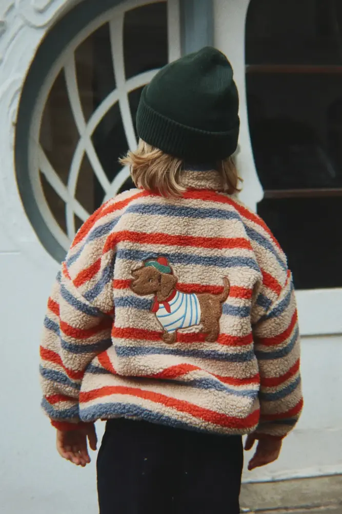 Konges Sløjd Konges Sløjd | Jody Embroidery Teddy Jacket Grs | Tangerine Stripe