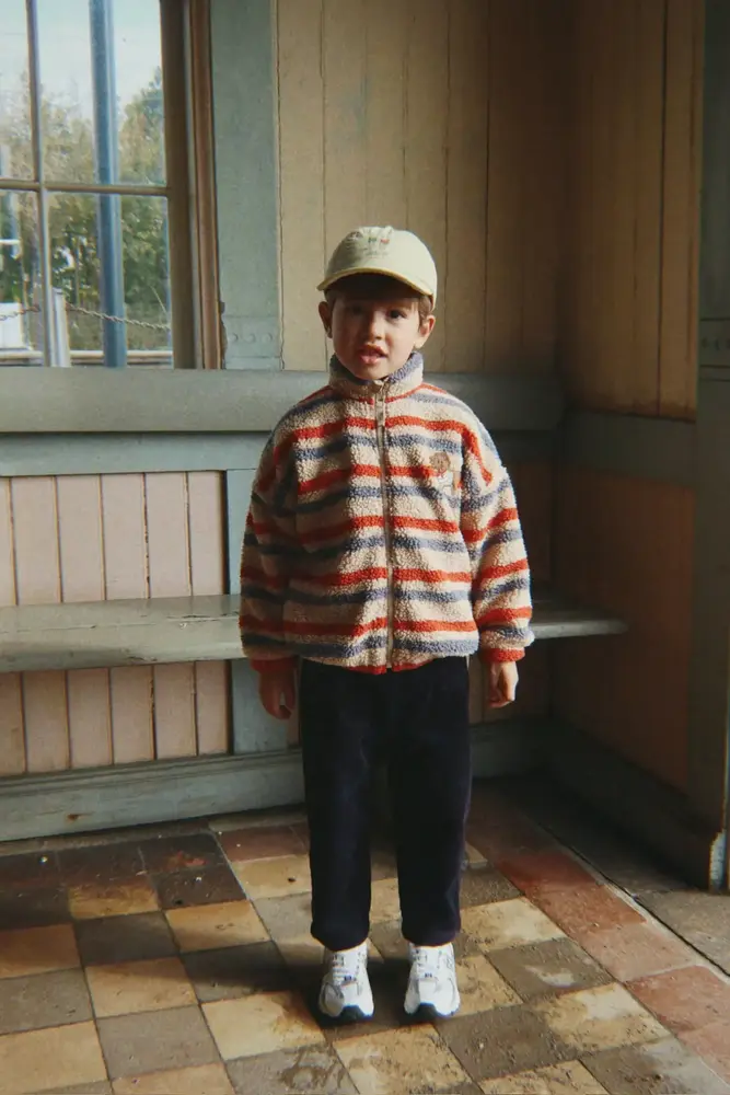 Konges Sløjd Konges Sløjd | Jody Embroidery Teddy Jacket Grs | Tangerine Stripe