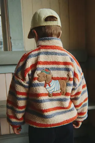 Konges Sløjd Konges Sløjd | Jody Embroidery Teddy Jacket Grs | Tangerine Stripe
