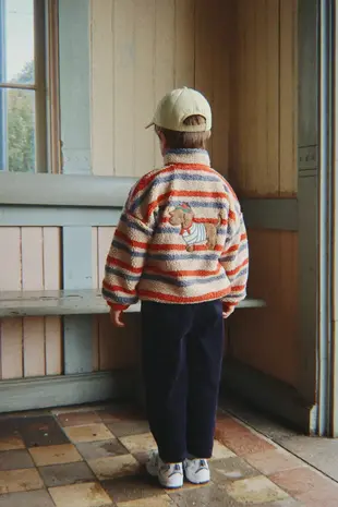 Konges Sløjd Konges Sløjd | Jody Embroidery Teddy Jacket Grs | Tangerine Stripe