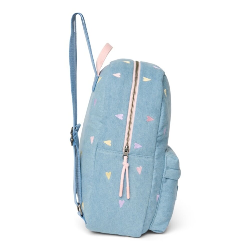 Studio Noos Studio Noos | Denim Midi Backpack | Hearts | Light Blue Hearts