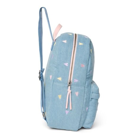 Studio Noos Studio Noos | Denim Midi Backpack | Hearts | Light Blue Hearts